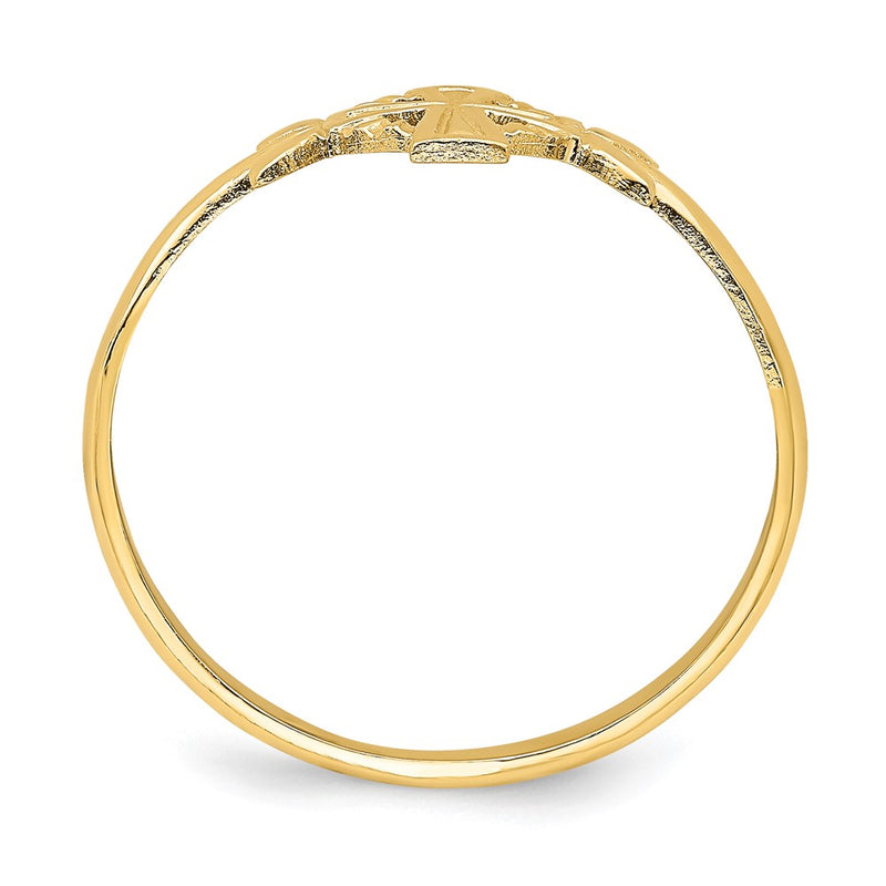 14K Yellow Gold Cross w/Circle Ring
