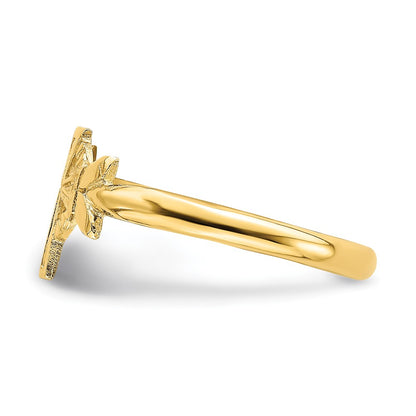 14K Yellow Gold Cross w/Circle Ring