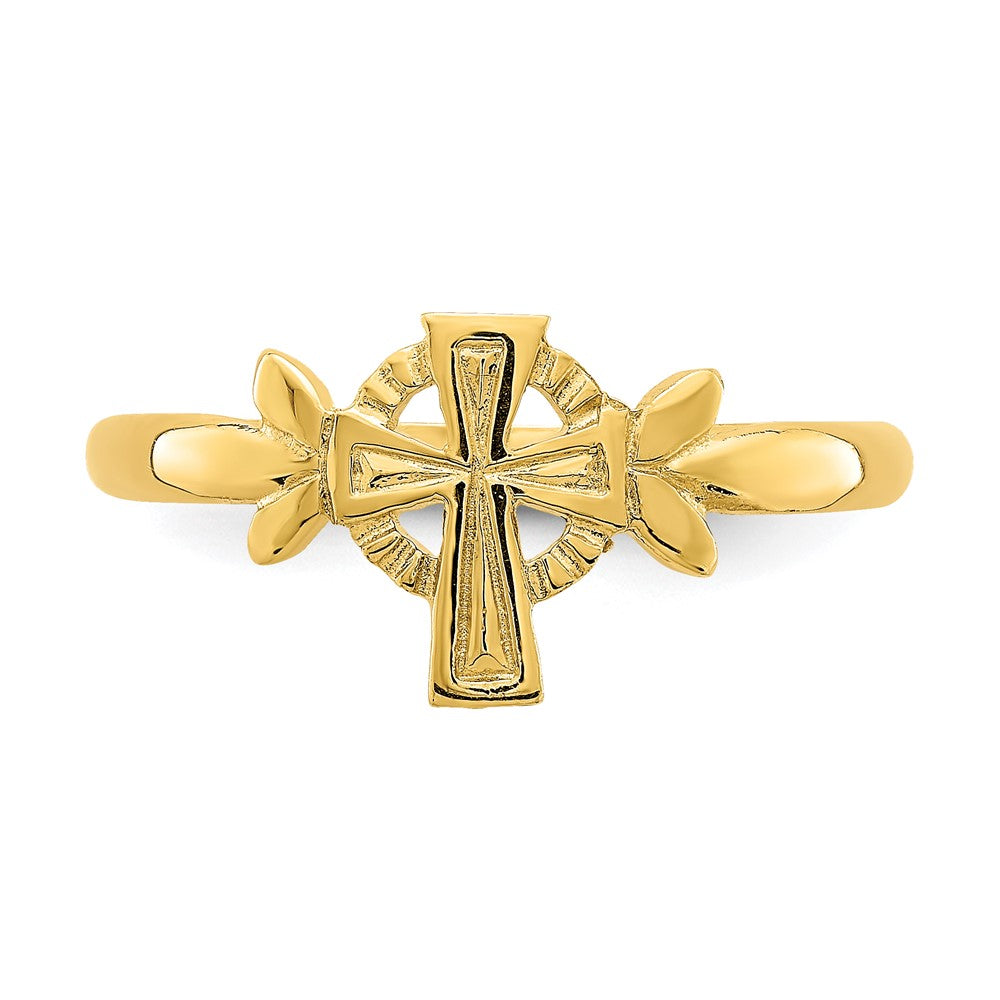 14K Yellow Gold Cross w/Circle Ring