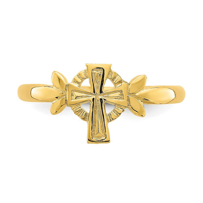 14K Yellow Gold Cross w/Circle Ring