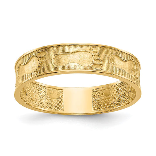 14K Yellow Gold Footprints In The Sand Ring