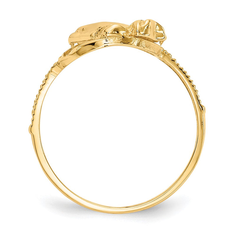 14K Two-Tone Gold Real Diamond Cut Praying Hands Cross Ring