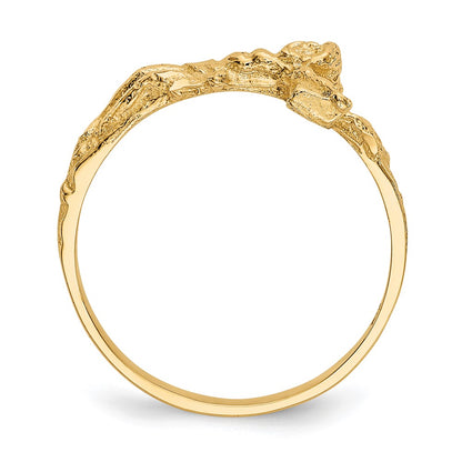 14K Yellow Gold Diamond-cut Crucifix Ring