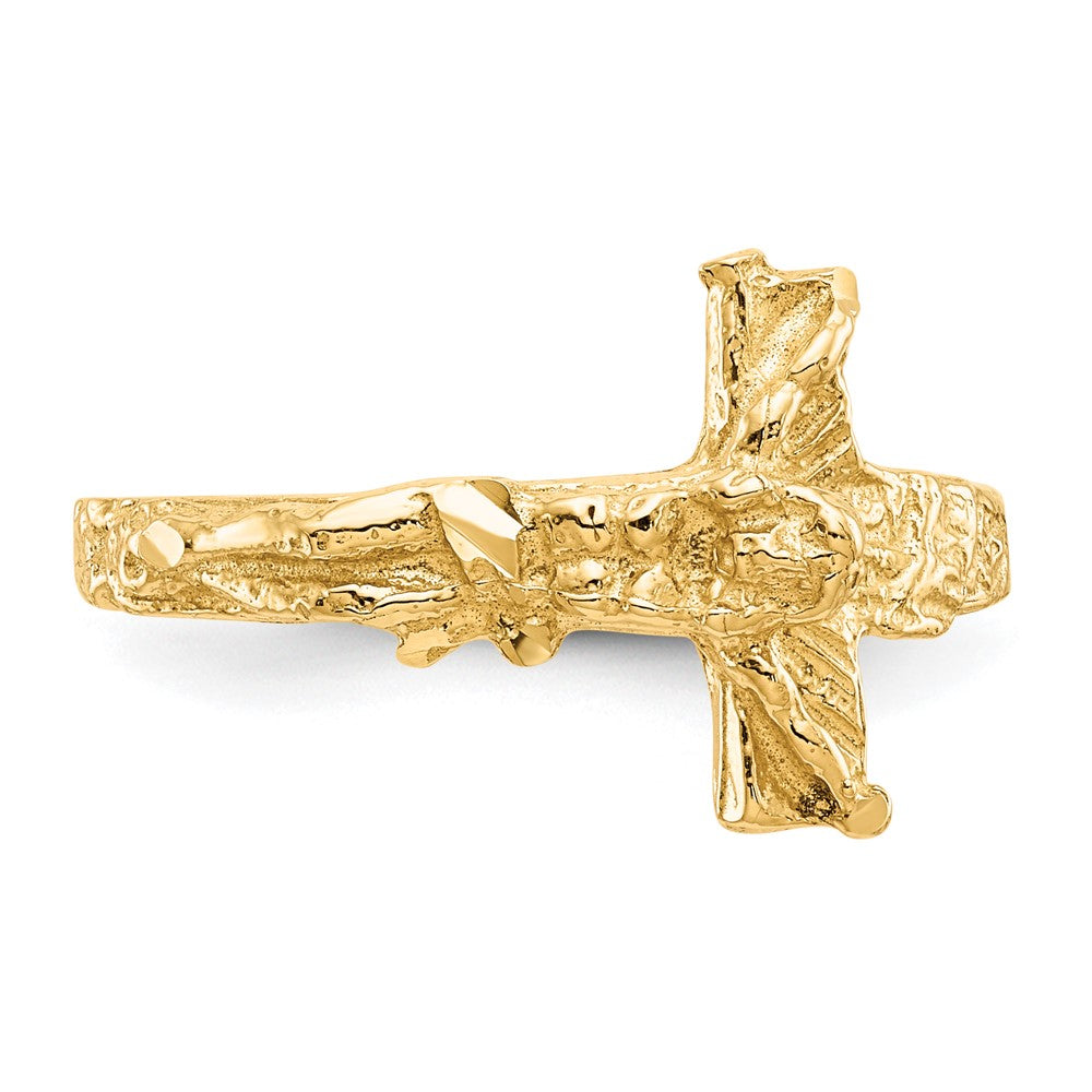 14K Yellow Gold Diamond-cut Crucifix Ring
