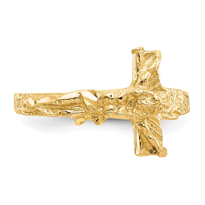 14K Yellow Gold Diamond-cut Crucifix Ring