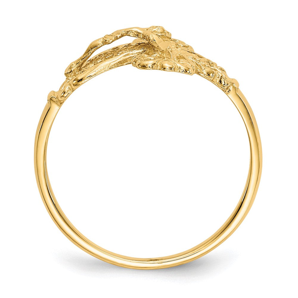 14K Yellow Gold Real Diamond Cut Crucifix Ring