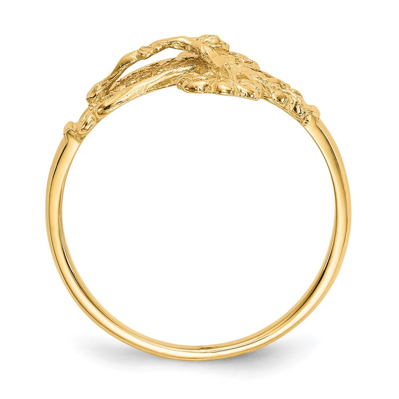 14K Yellow Gold Real Diamond Cut Crucifix Ring