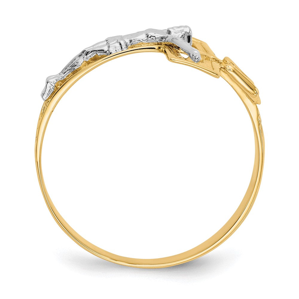 14K Two-Tone Gold Crucifix Men's Ring