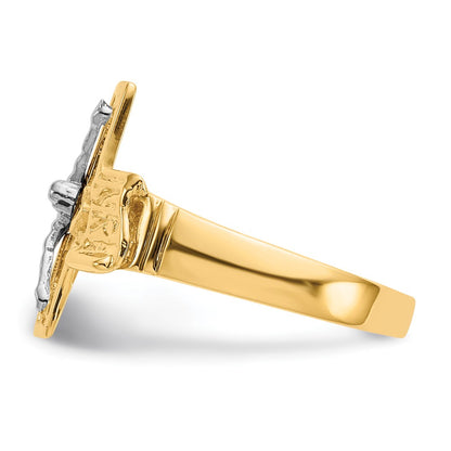 14K Two-Tone Gold Crucifix Men's Ring