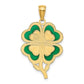14k Yellow Gold 4-Leaf Clover Pendant with Enameled Tips Pendant