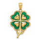 14k Yellow Gold 4-Leaf Clover Pendant with Enameled Tips Pendant