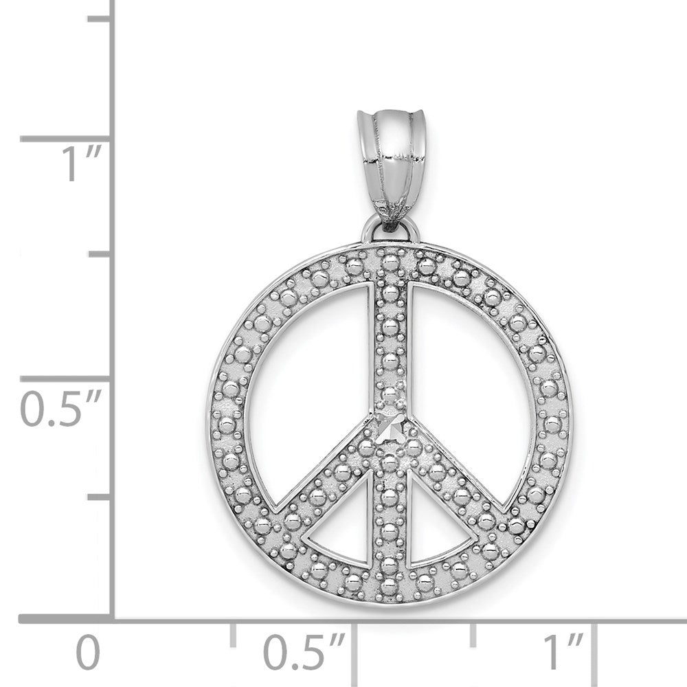 14k White Gold White Peace Symbol Pendant