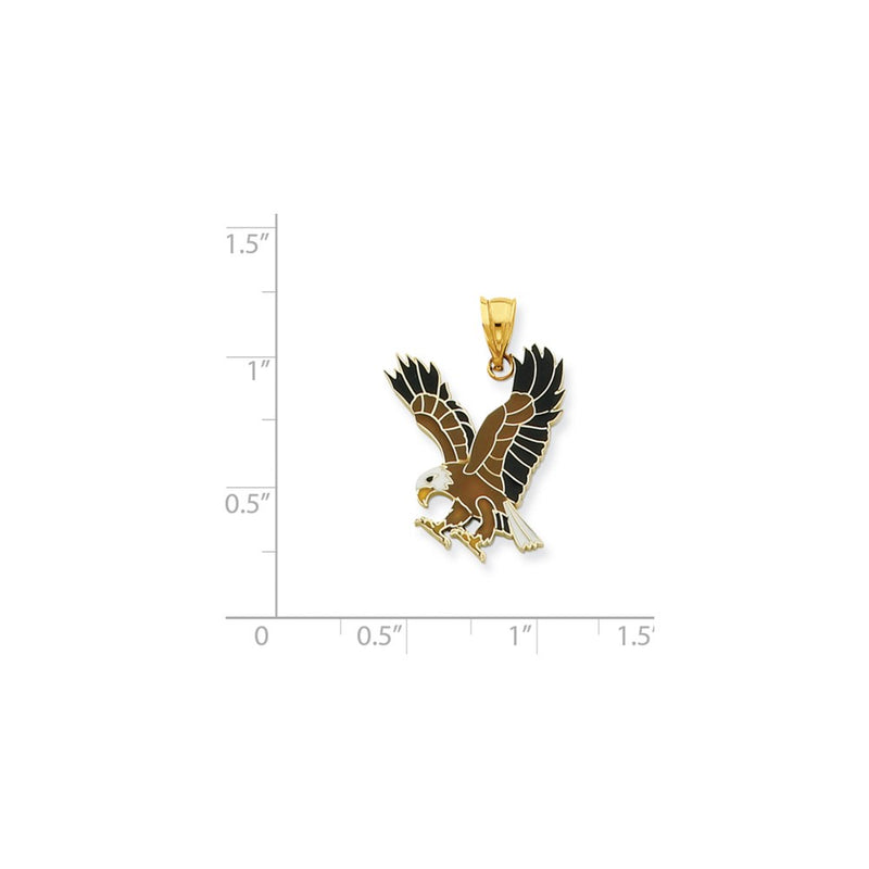 14k Yellow Gold Small Enameled Eagle Pendant