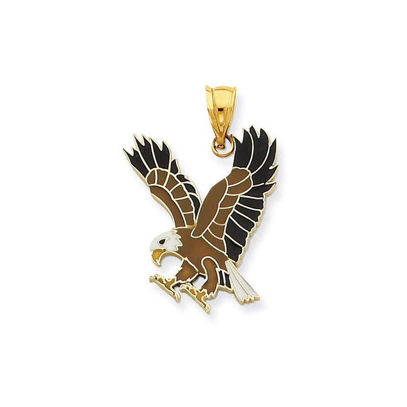 14k Yellow Gold Small Enameled Eagle Pendant