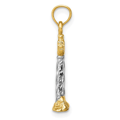 14k Yellow & Rhodium Goldw/Rhodium 3D St. Augustine Lighthouse Pendant