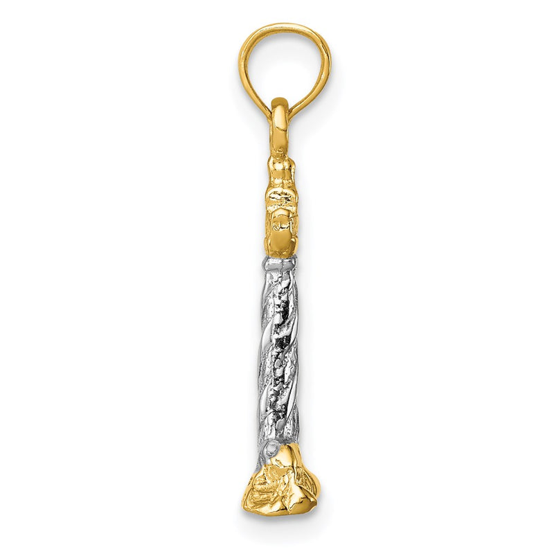 14k Yellow & Rhodium Goldw/Rhodium 3D St. Augustine Lighthouse Pendant