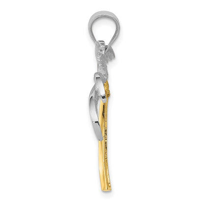 14k Two-tone Gold Palm Tree Pendant