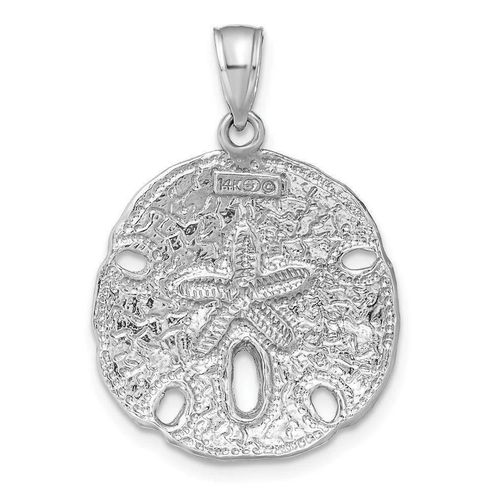 14k White Gold Sand Dollar Pendant