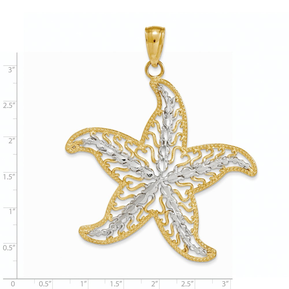 14k Yellow & Rhodium Gold & Rhodium Starfish Charm