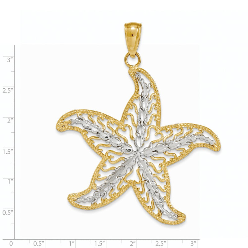 14k Yellow & Rhodium Gold & Rhodium Starfish Charm