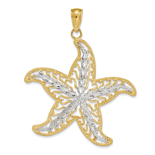 14k Yellow & Rhodium Gold & Rhodium Starfish Charm