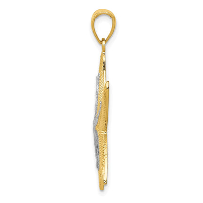14k Yellow & Rhodium Gold with White Rhodium Starfish Pendant