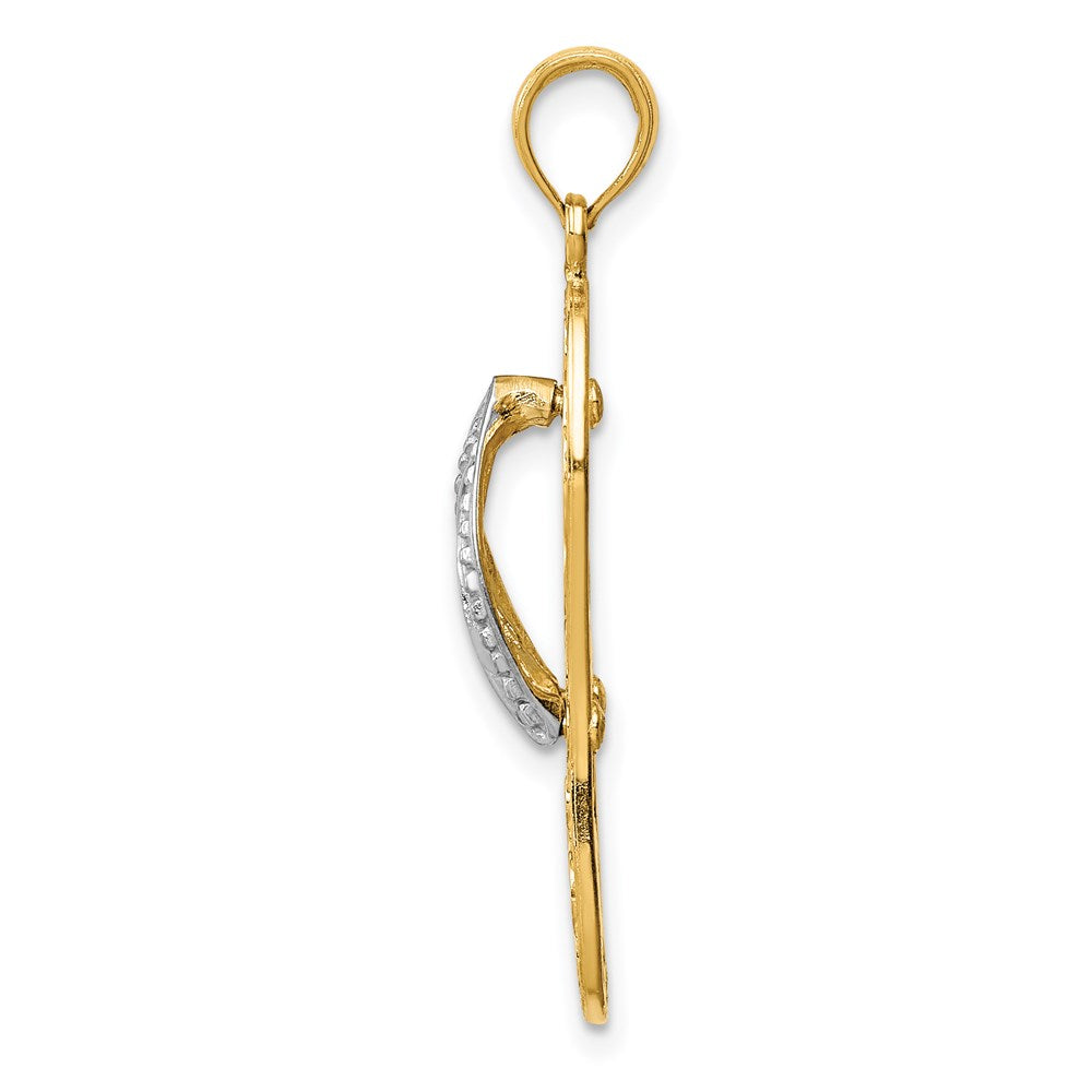 14k Two-tone Gold Triple Sea Turtle Flip-Flop Pendant