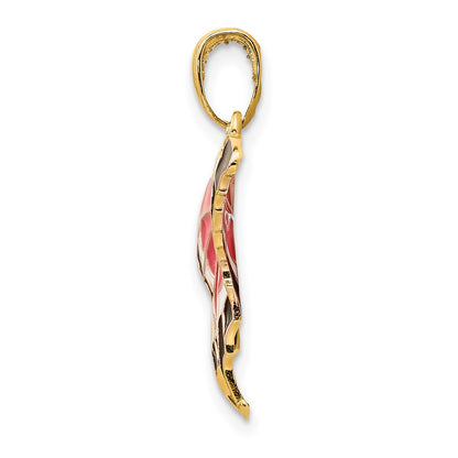 14k Yellow Gold Enameled Butterfly Pendant