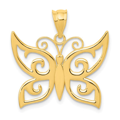 14k Yellow Gold Polished Butterfly Pendant