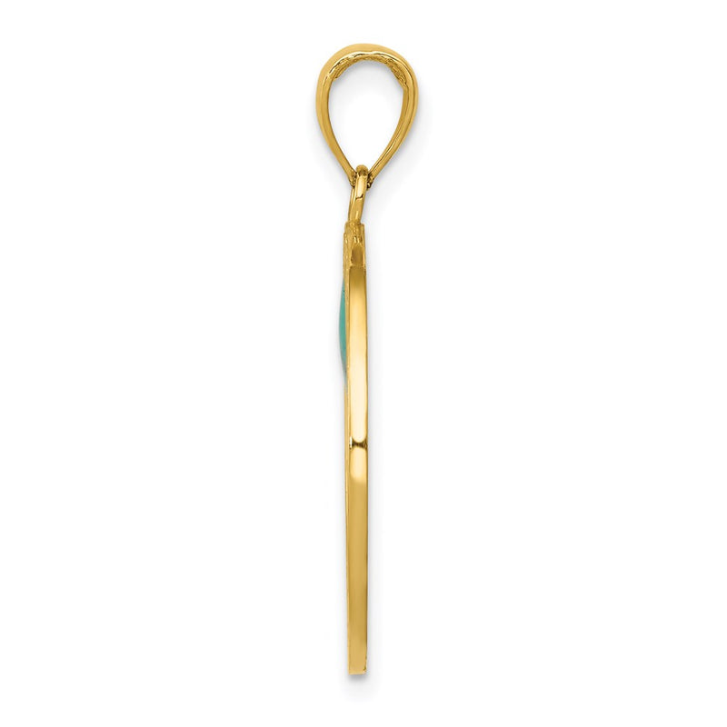 14k Yellow Gold Enameled Tree of Life Pendant