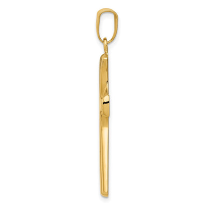 14k Yellow & Rhodium Gold w/Rhodium Fancy Cross Pendant
