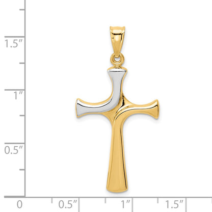 14k Yellow & Rhodium Gold w/Rhodium Fancy Cross Pendant