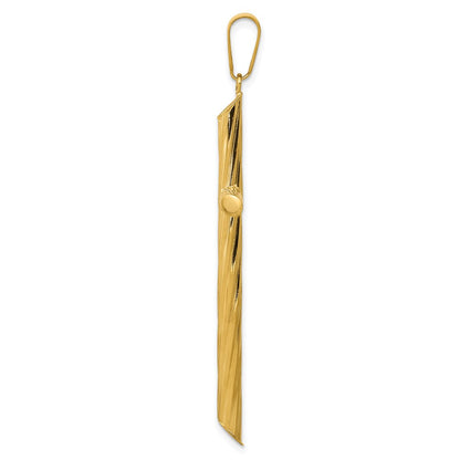 14k Yellow Gold Fancy Textured Cross Pendant