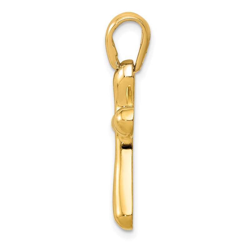 14k Yellow Gold Polished Freeform Cross Pendant