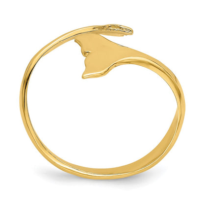 14K Yellow Gold Double Whale Tails Ring