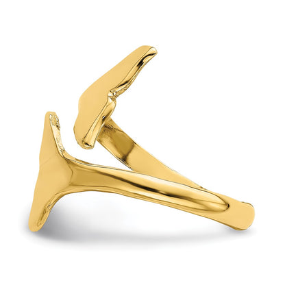 14K Yellow Gold Double Whale Tails Ring