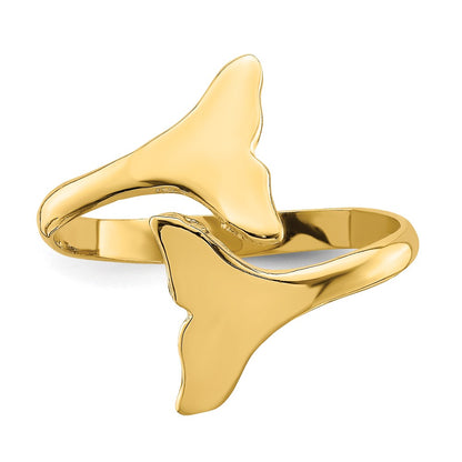 14K Yellow Gold Double Whale Tails Ring