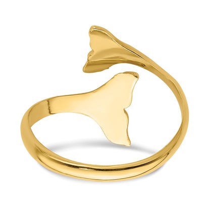 14K Yellow Gold Double Whale Tails Ring