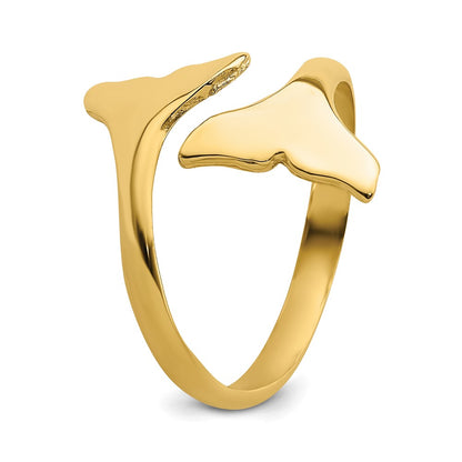 14K Yellow Gold Double Whale Tails Ring