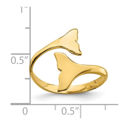 14K Yellow Gold Double Whale Tails Ring