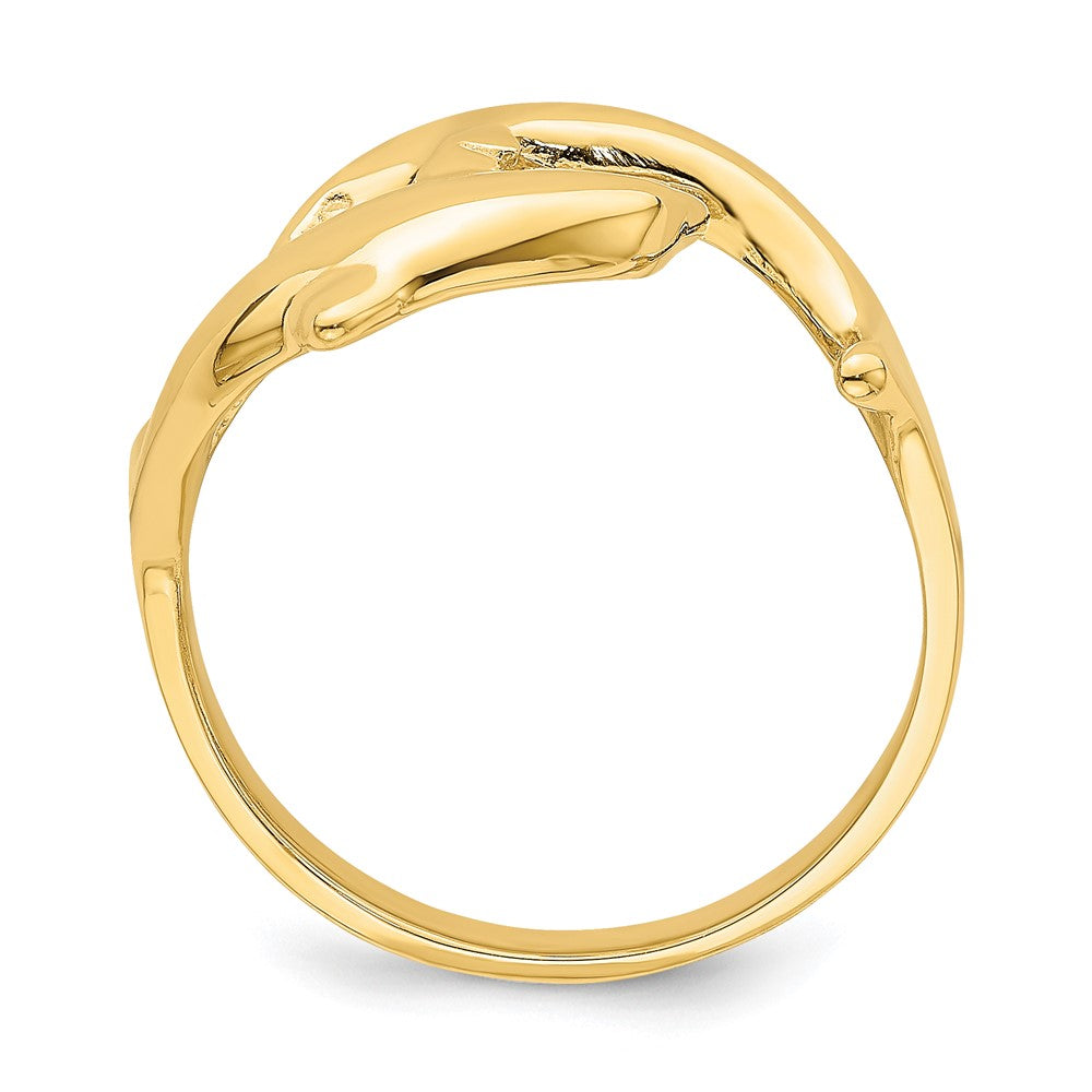 14K Yellow Gold Double Dolphin Ring