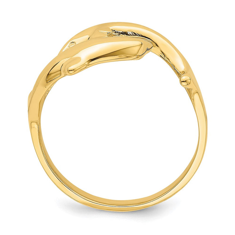 14K Yellow Gold Double Dolphin Ring