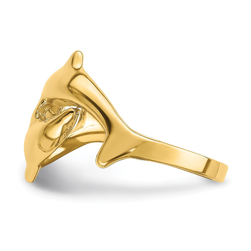 14K Yellow Gold Double Dolphin Ring