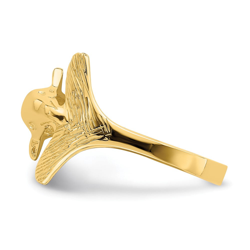 14K Yellow Gold Fan-tailed Dolphin Ring