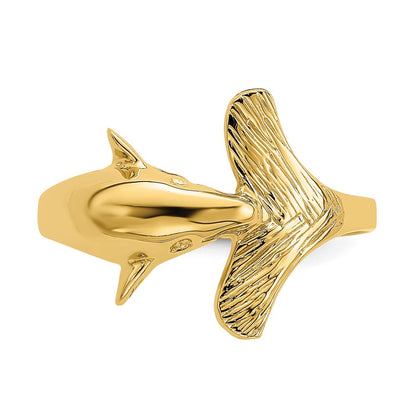 14K Yellow Gold Fan-tailed Dolphin Ring
