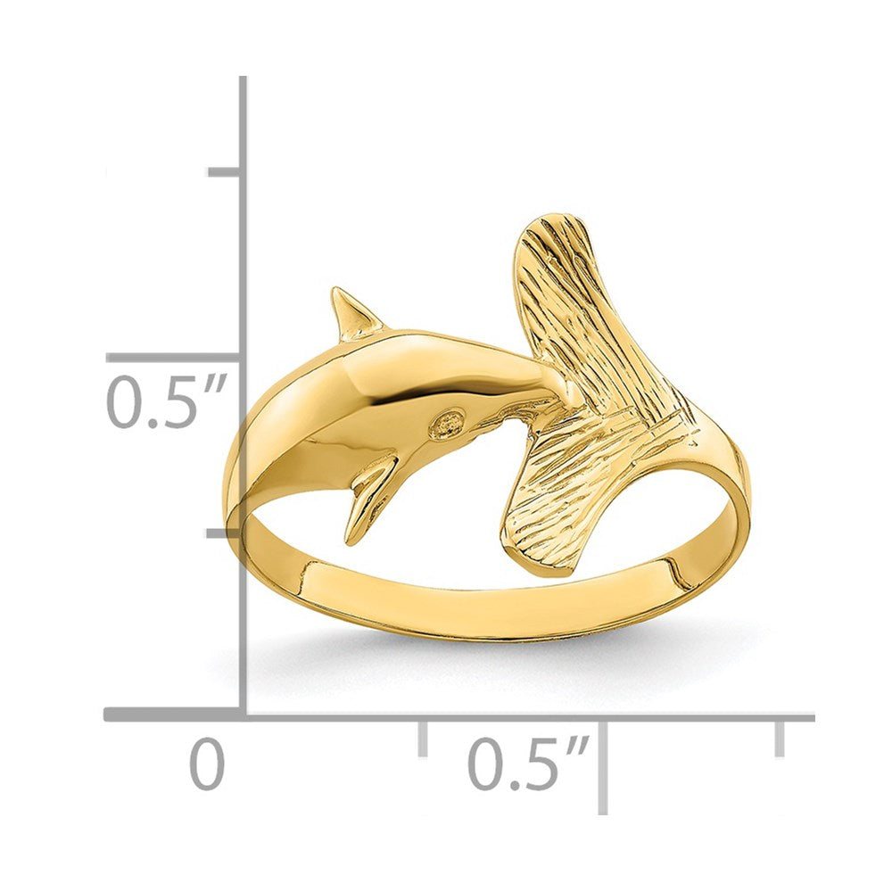 14K Yellow Gold Fan-tailed Dolphin Ring