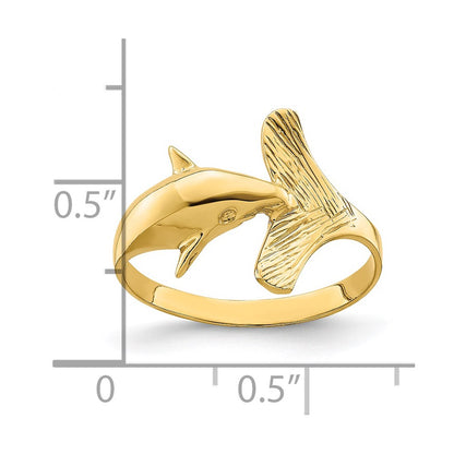 14K Yellow Gold Fan-tailed Dolphin Ring