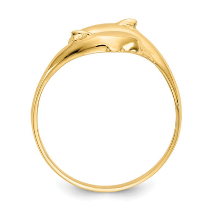 14K Yellow Gold Double Dolphins Ring