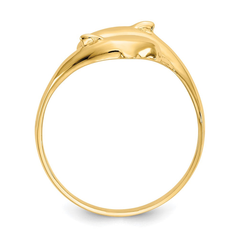 14K Yellow Gold Double Dolphins Ring