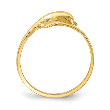 14K Yellow Gold Single Dolphin Ring